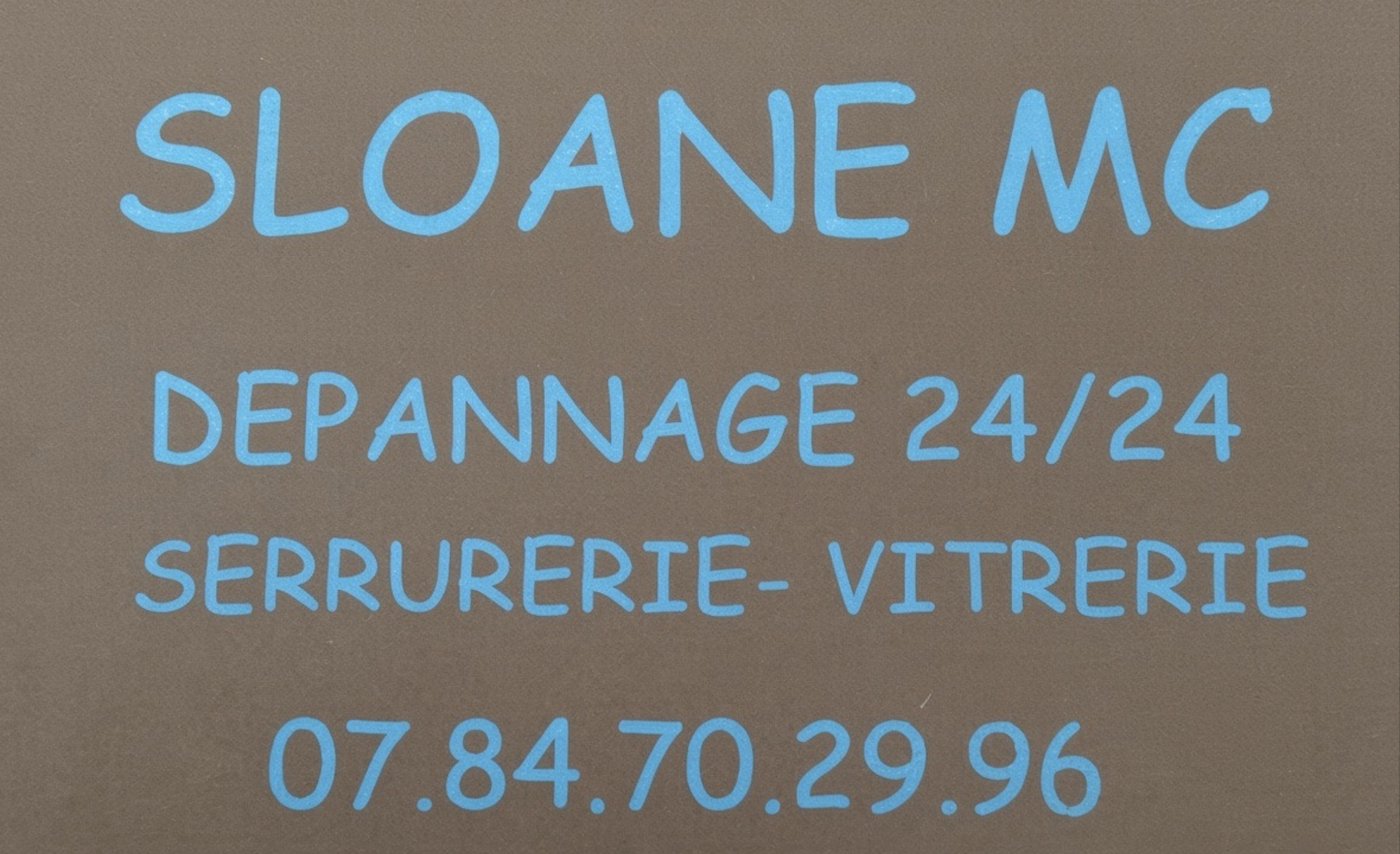 Enseigne MC Sloane, dépannage serrurerie et vitrerie 24 h/24